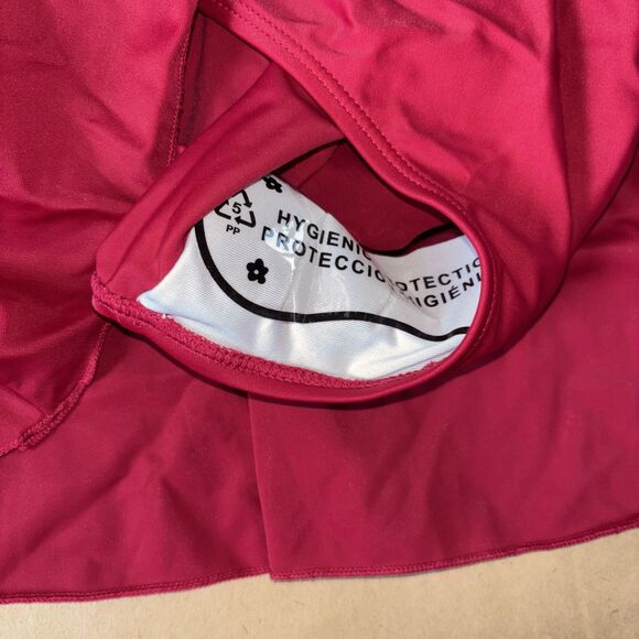 Red And Black Swim Dress Bathing suit Lace Up Front Size Large - Picture 5 of 8